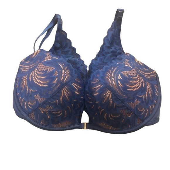 Adore Me Blue Lacey Push Up Padded Underwire Bra Size 32DDD Sexy Classy - Picture 1 of 5